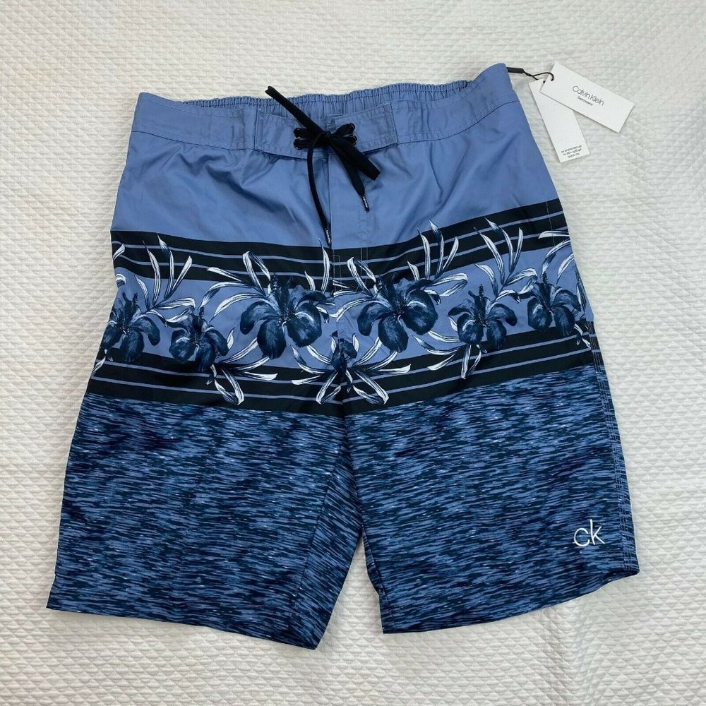 NWT Calvin Klein Floral-Print Board Shorts Swim L - Picture 4 of 11